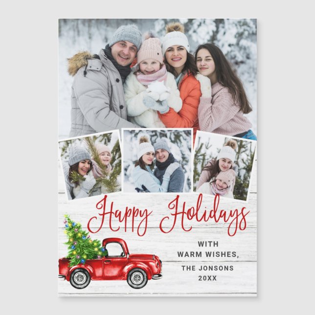 Happy Holiday Christmas 4 PHOTO Magnetic Card (Front)