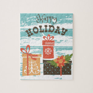 Happy Holiday Christmas Holiday Presents Jigsaw Puzzle