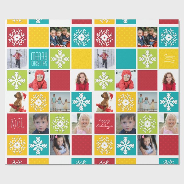 Happy Holiday Christmas Photo Wrapping Paper (Flat)