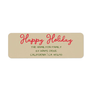 Happy Holiday Christmas Return Address Label