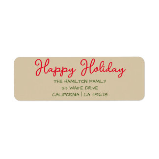 Happy Holiday Christmas Return Address Label