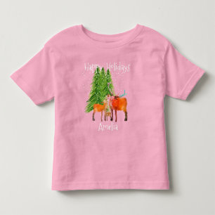 Happy Holiday Christmas Tree & Deer Toddler T-Shirt