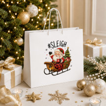Happy Holiday Classic Red Green Christmas Gift Bag