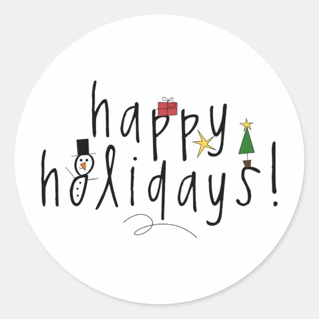 Happy Holiday Classic Round Sticker (Front)