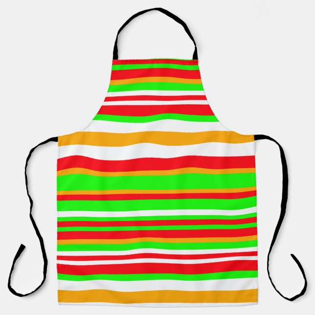 Happy Holiday Festive Stripe Pattern Apron (Front)