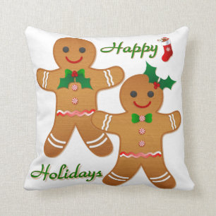 Happy Holiday Gingerbread Man Boy Girl Cushion