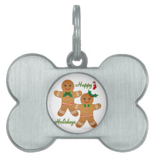 Happy Holiday Gingerbread Man Boy Girl Pet Name Tag