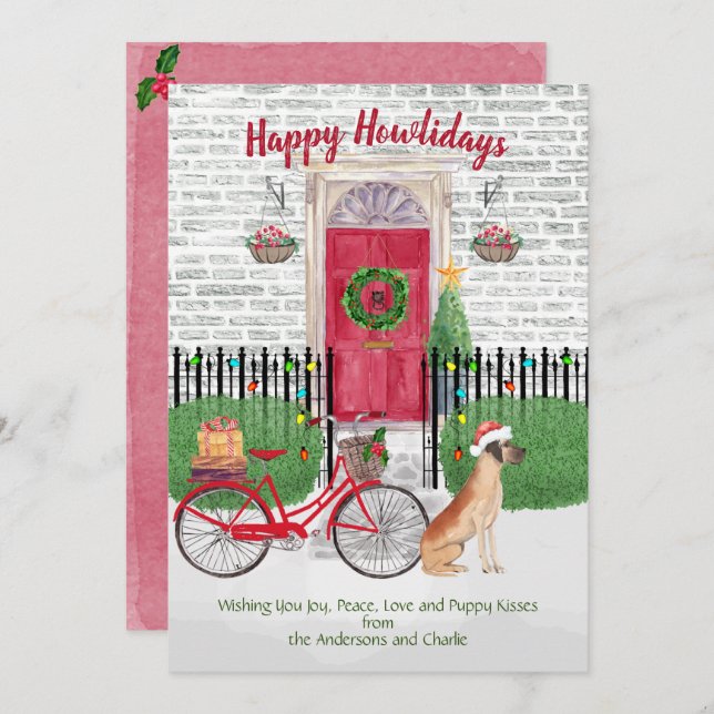 Happy Holiday Great Dane Bicycle Red Door (Front/Back)