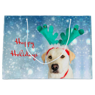 Happy Holiday Labrador Dog Festive Cute Large Gift Bag