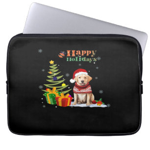 Happy Holiday Labrador Retriever Dog Christmas Tre Laptop Sleeve