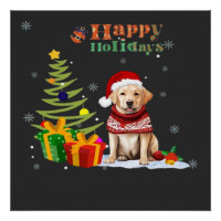 Happy Holiday Labrador Retriever Dog Christmas Tre