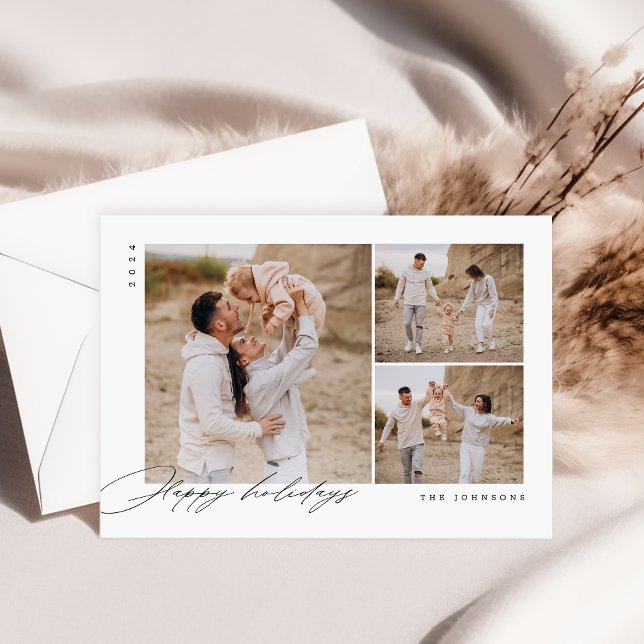 Happy Holiday Minimal Family Photo Christmas Card (Creator Uploaded)