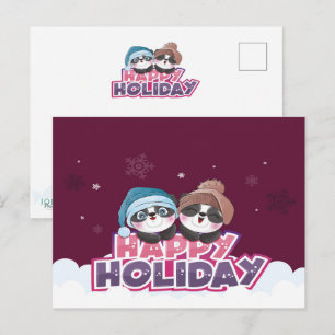 Happy Holiday Panda Postcard