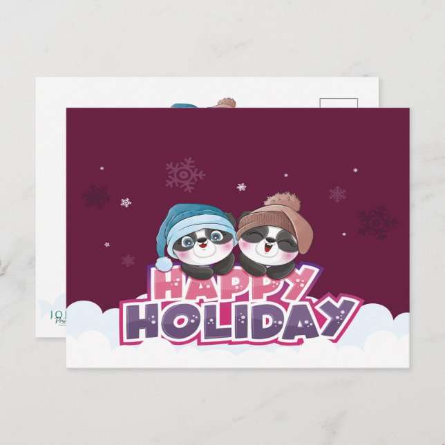 Happy Holiday Panda Postcard (Front/Back)