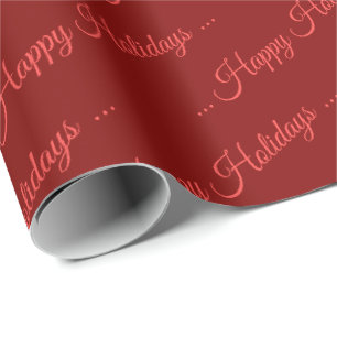 Happy Holiday Paper Gift Wrap In Barn Reds