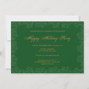 Happy Holiday Party Elegant Green Paper Invitation