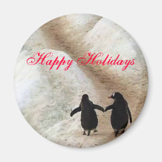 Happy Holiday Penguins Magnet