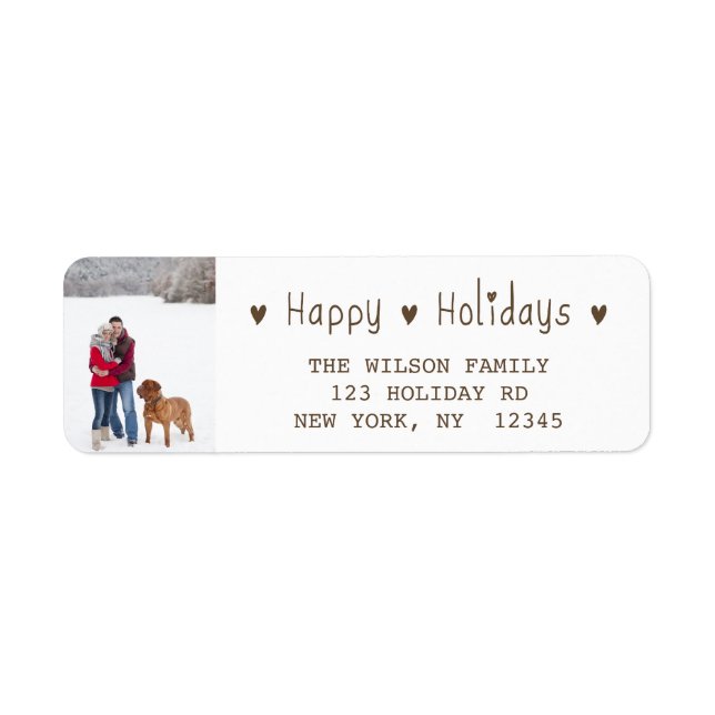 HAPPY HOLIDAY PHOTO RETURN ADDRESS LABEL (Front)