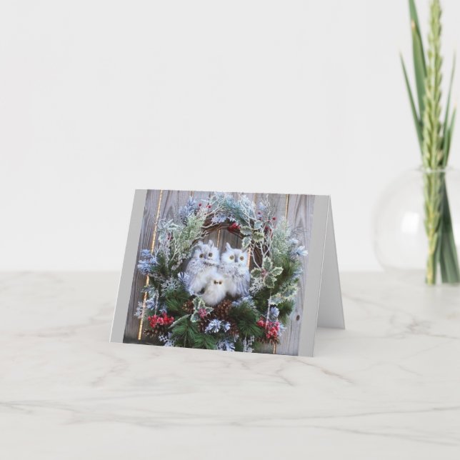 **HAPPY HOLIDAY** SAYS THIS PAIR OF BEAUTIFUL OWLS CARD (Front)