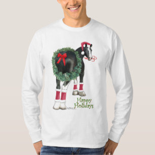 Happy Holiday Shire Draught   Horse Wreath T-Shirt