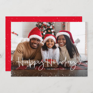 Happy holiday simple snow frame photo card