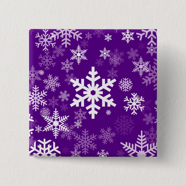 Happy Holiday Snowflakes Motif in deep purple 15 Cm Square Badge (Front)