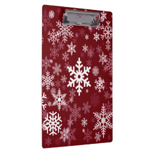 Happy Holiday Snowflakes Pattern Burgundy Clipboard