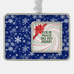 Happy Holiday Snowflakes Pattern for Everyone Silver Plated Framed Ornament