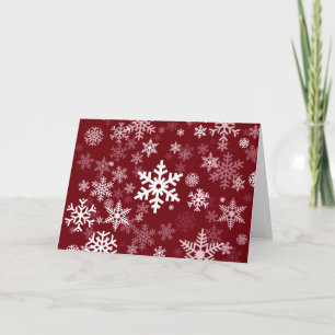 Happy Holiday Snowflakes Pattern on burgundy red Card