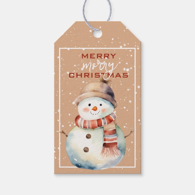 Happy Holiday Snowman Christmas Gift Tag (Front)
