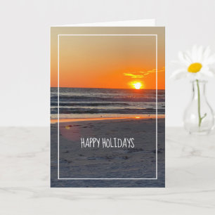 Happy Holiday Sunset Beach Photo Card
