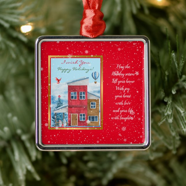 Happy Holiday Time Customise Metal Ornament (Tree)