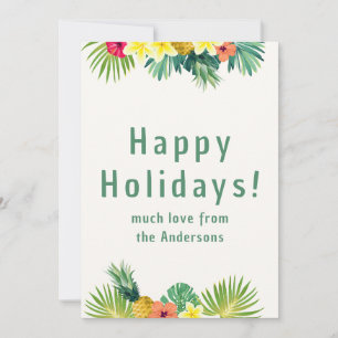 Happy Holiday, Tropical Flowers and Greeting Holiday Card