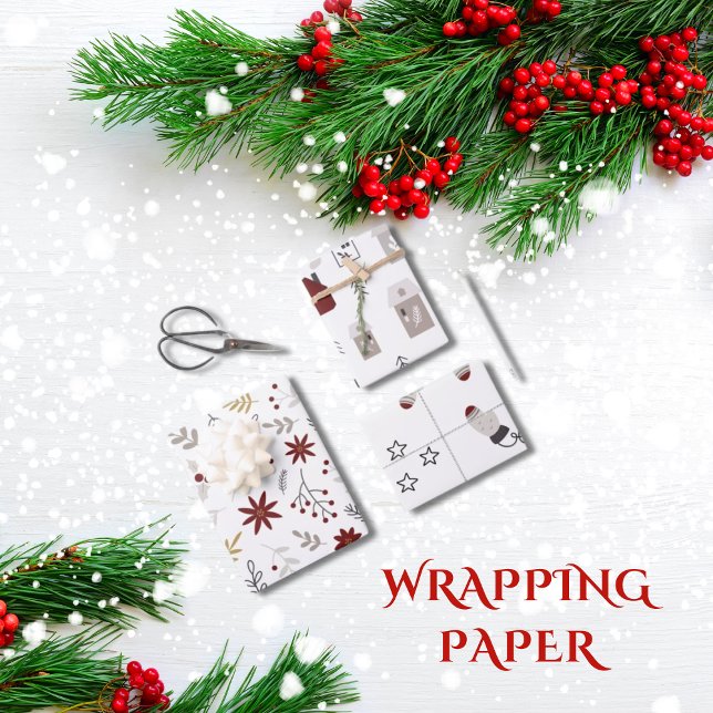 Happy Holiday Wrapping Paper Flat Sheet Set of 3 (Creator Uploaded)