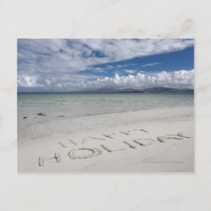 Happy Holiday Written On Eilogarry Beach Postcard
