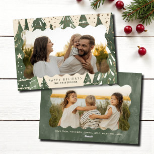 Happy Holidays 2 Photo Family Christmas Trees Holiday Card