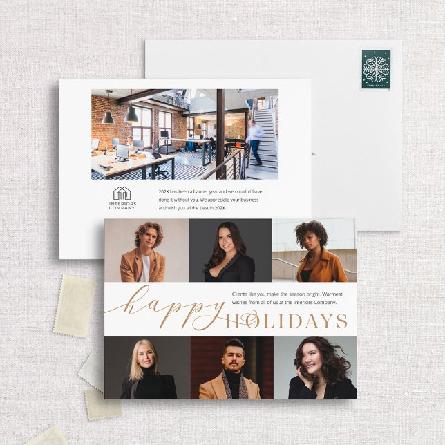 Happy Holidays 6 Photo Business Holiday Card (Creator Uploaded)