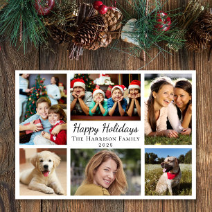 Happy Holidays 6 Photo Collage Christmas Holiday Card