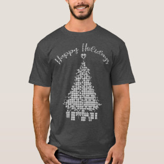 Happy Holidays a Love B&W Plaid Design Tree Lights T-Shirt