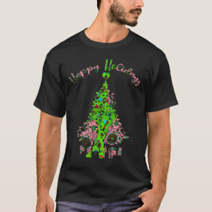 Happy Holidays a Pink Green Paisley Christmas Tree T-Shirt