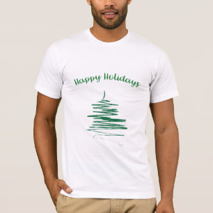 Happy Holidays Abstract Green Tree Modern T-shirt