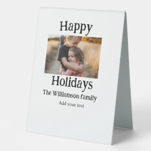 Happy holidays add family name photo Christmas