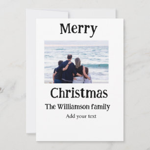 Happy holidays add family name photo Christmas Invitation