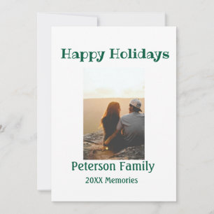 Happy holidays add family photo green Christmas fa Holiday Card