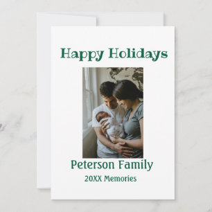 Happy holidays add family photo green Christmas fa Invitation
