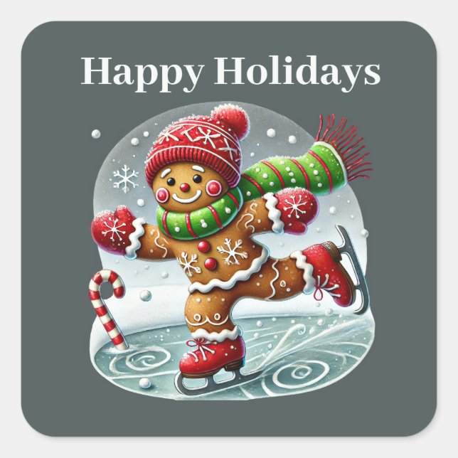 Happy Holidays add message gingerbread  Square Sticker (Front)