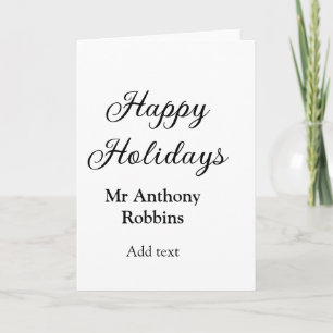 Happy holidays add name date year simple minimChri Card