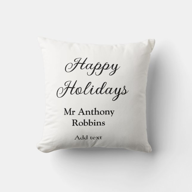 Happy holidays add name date year simple minimChri Cushion (Front)