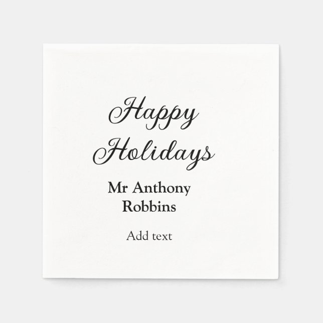 Happy holidays add name date year simple minimChri Napkin (Front)