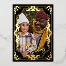 Happy Holidays Add Your Photo and Text Real Gold